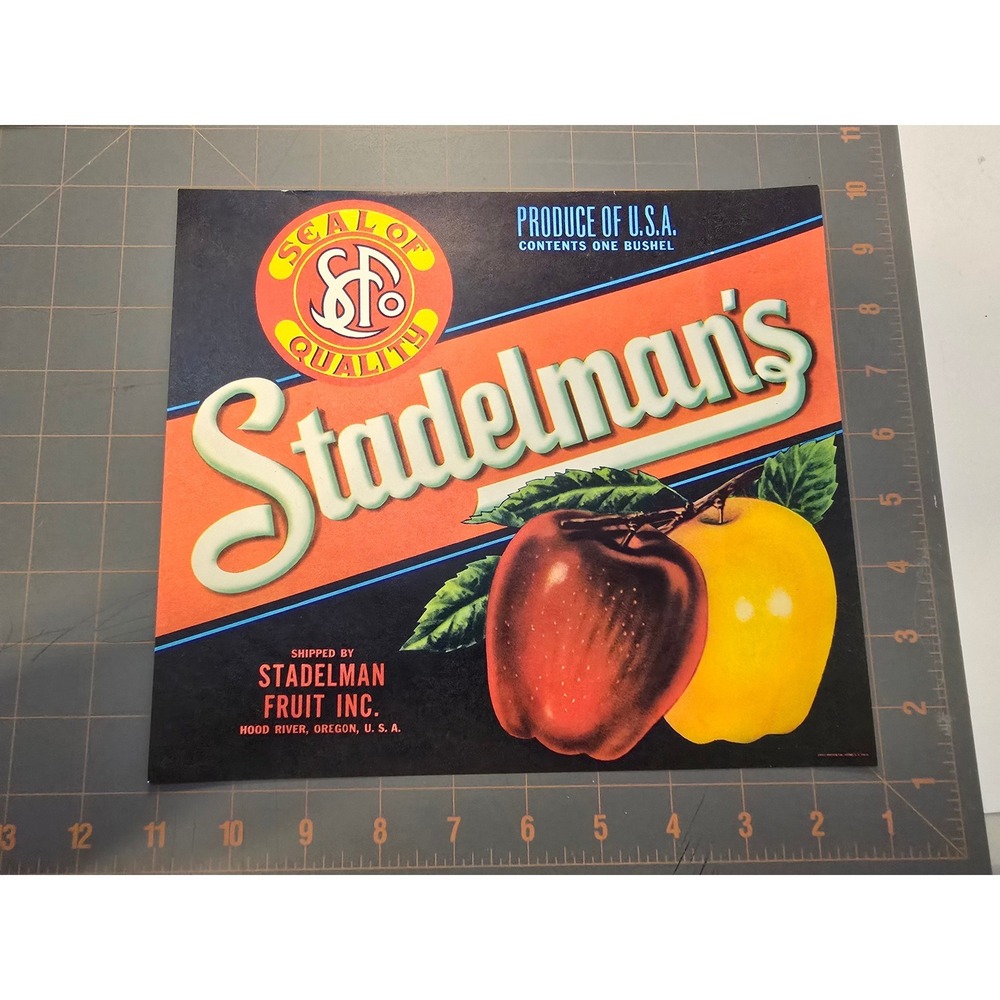 Vintage Stadelman Fruit Inc. Produce of USA Apple Crate Label
